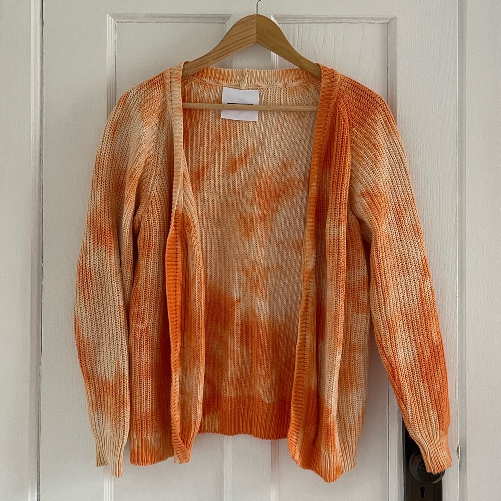 Dimora orange acid dye cotton blend cardigan